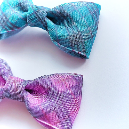 ベビークリップ】2個セット/タータンチェックリボン 雑貨・その他