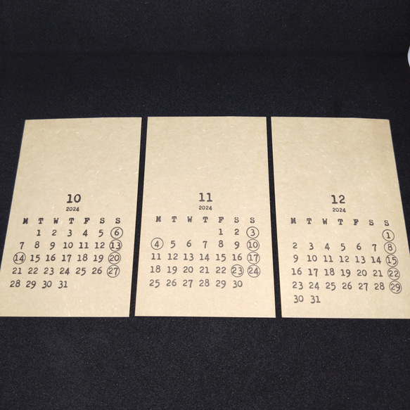 【2024】1枚ずつ手刷りの活版印刷カレンダー（名刺サイズ） 7枚目の画像