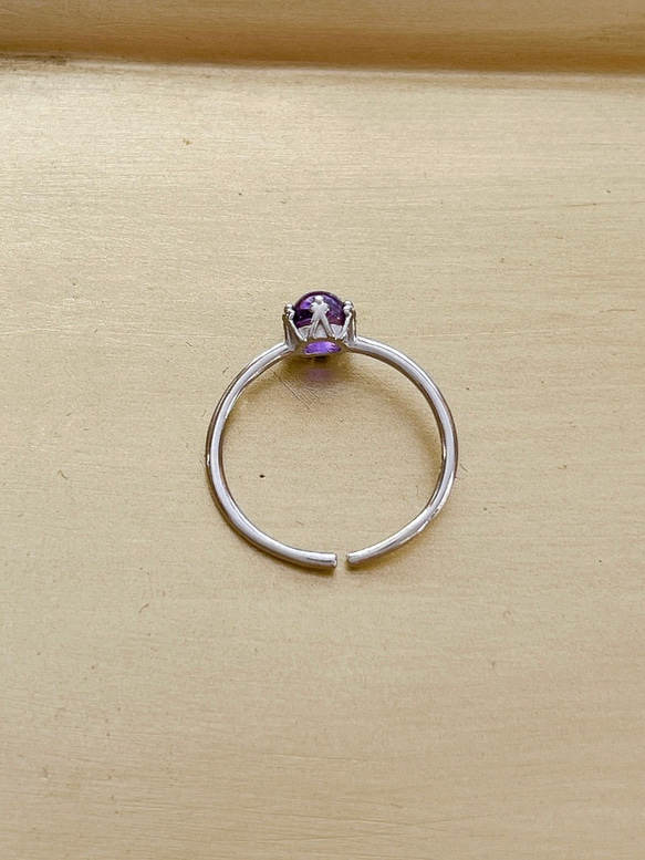 再入荷『 アメジスト 冠 の 輪 』天然 アメジスト の 王冠 指輪 ( フリーサイズ SV925 ) 選べる金銀色 3枚目の画像