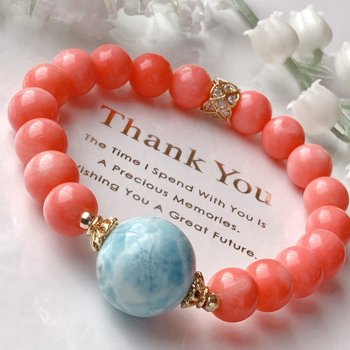 11256天然珊瑚ピンクビーズブレスレット サイズ約10mm 自然のむらあり