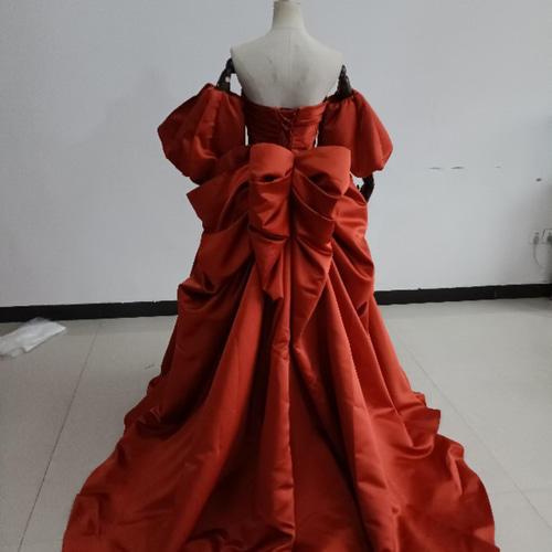 人気上昇！パーティードレス テラコッタ色 テラコッタ ベアトップ  