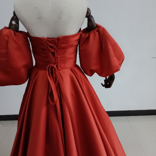 人気上昇！パーティードレス テラコッタ色 テラコッタ ベアトップ  