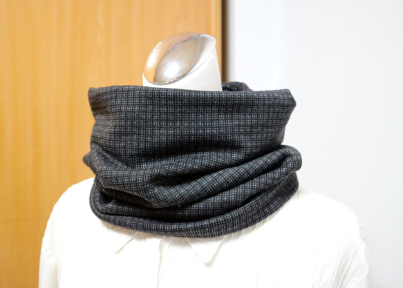 小格紋保暖圍脖 頸套 雙面雙色 短圍巾 男女均適用  *SK* 第2張的照片