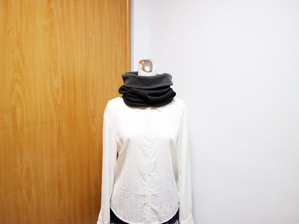 小格紋保暖圍脖 頸套 雙面雙色 短圍巾 男女均適用  *SK* 第3張的照片