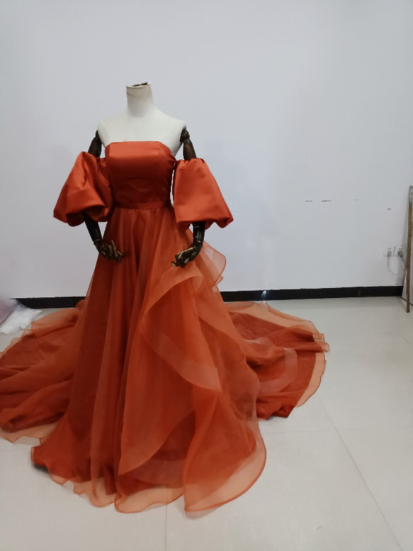 人気上昇！パーティードレス テラコッタ色 テラコッタ ベア