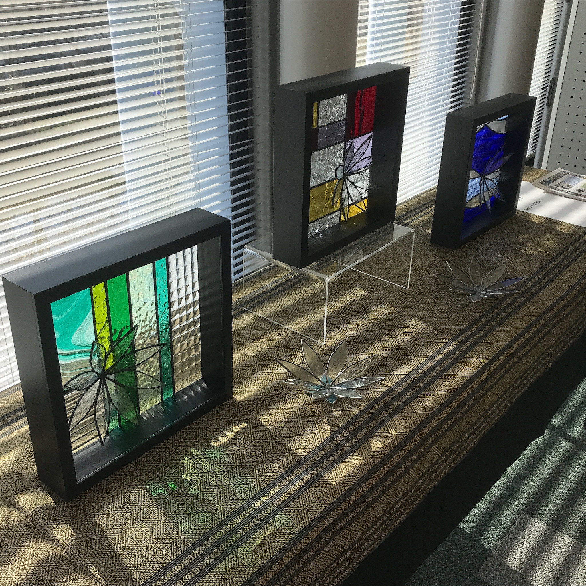 ステンドグラスパネル　Square 25 Red