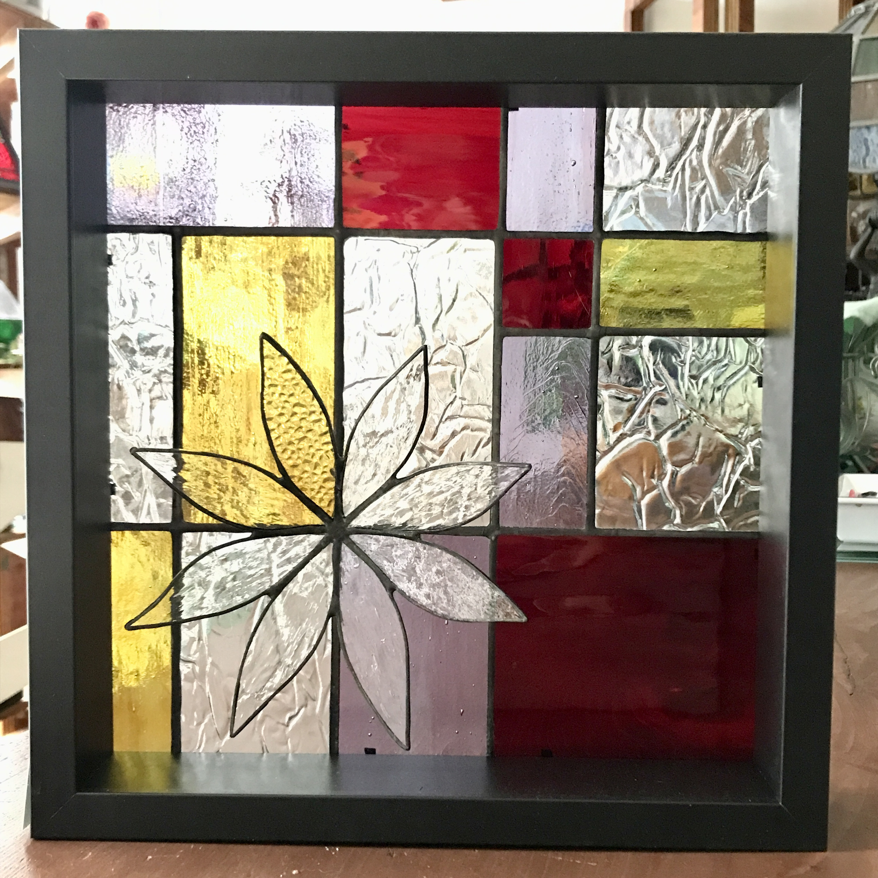 ステンドグラスパネル　Square 25 Red