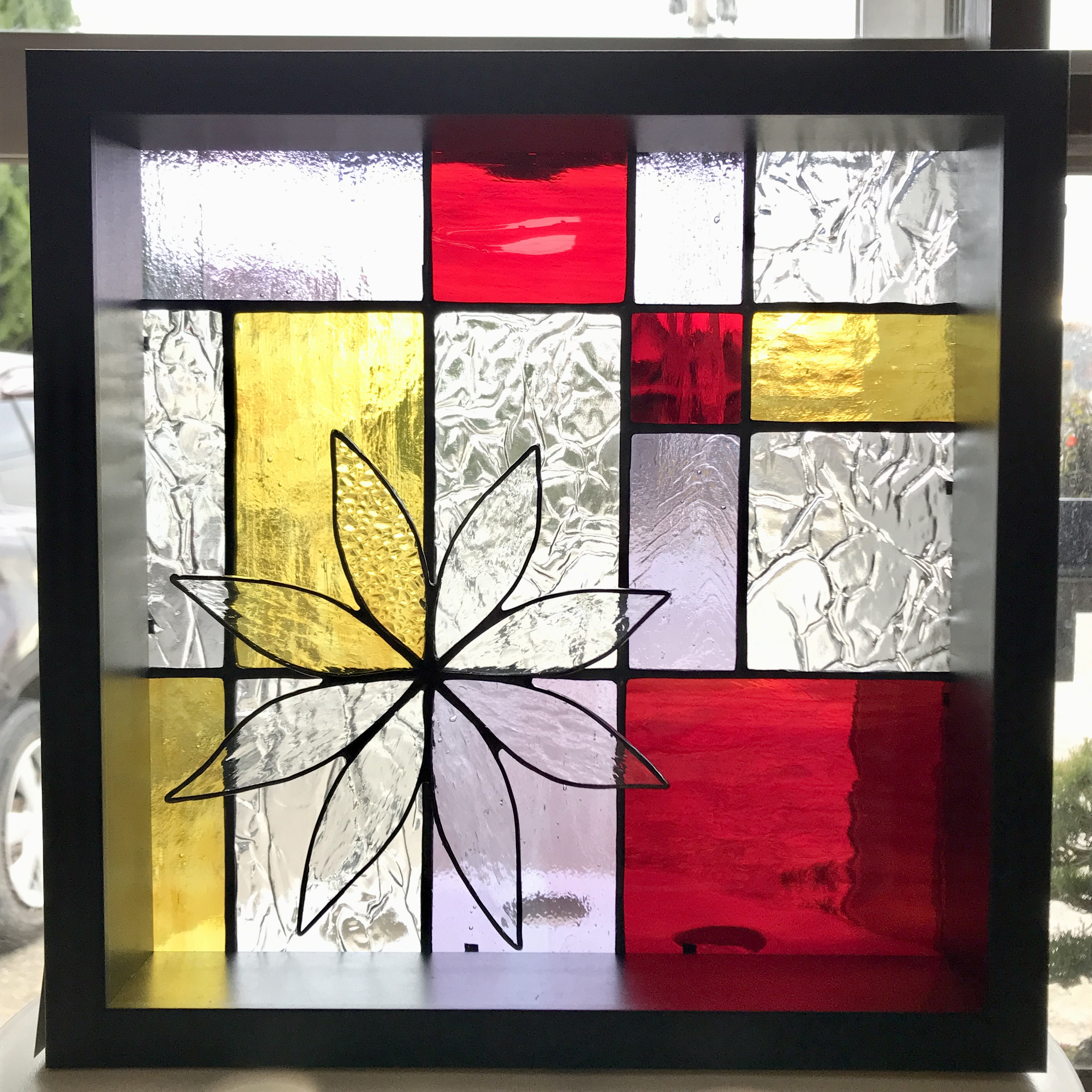 ステンドグラスパネル　Square 25 Red