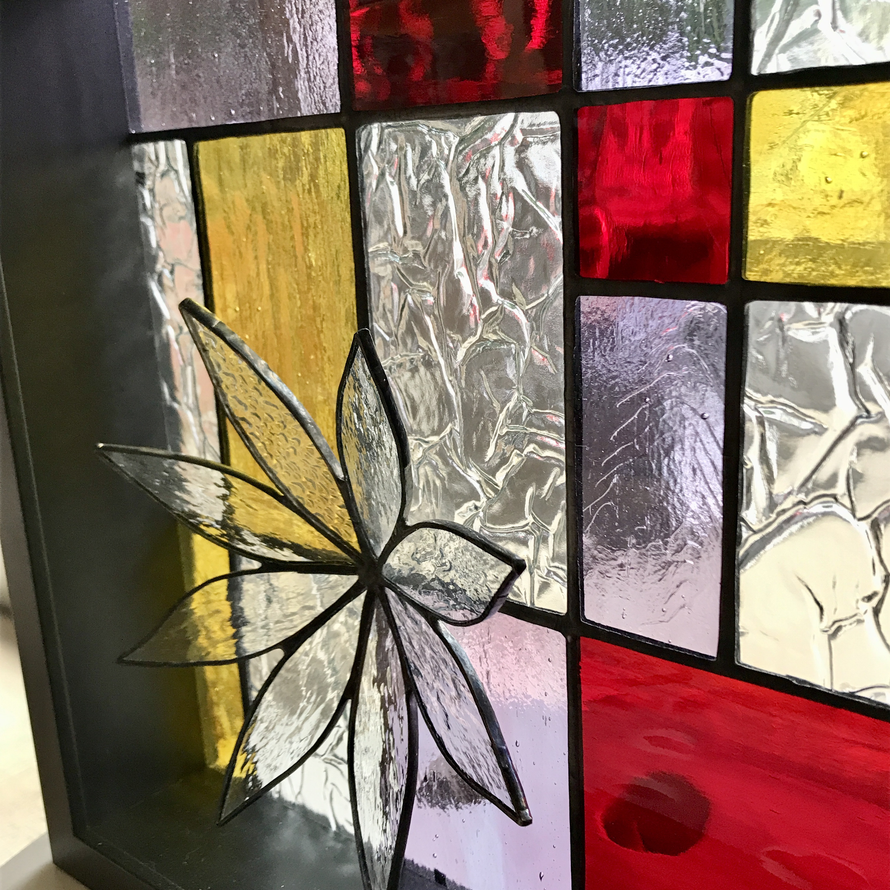 ステンドグラスパネル　Square 25 Red