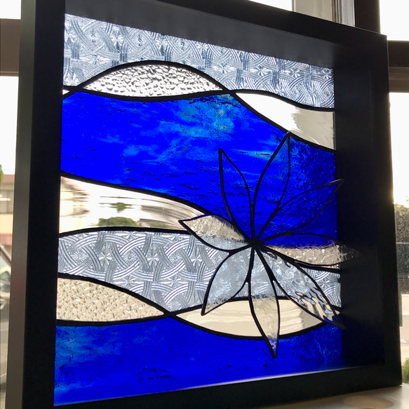 ステンドグラスパネル Square 25 Blue 立体・オブジェ