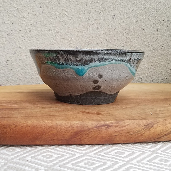 碗【青いオーロラ】晩餐 金継ぎ茶碗　一人暮らし 4枚目の画像