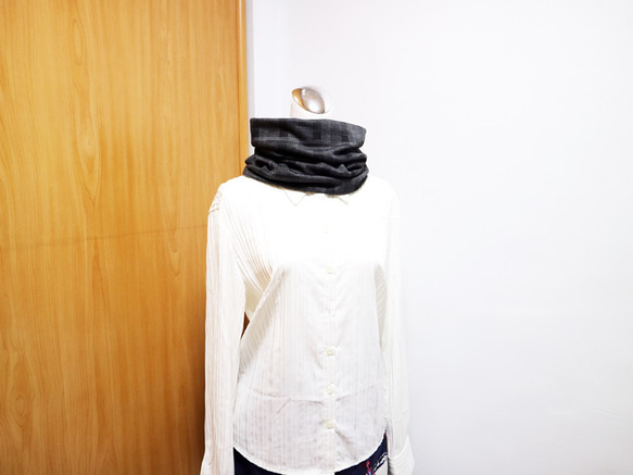 格紋保暖圍脖 頸套 雙面雙色 短圍巾 男女均適用  *SK* 第5張的照片
