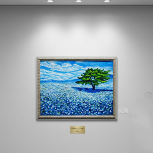 希望を運ぶ青い花【青空のネモフィラの丘】インテリアアート原画