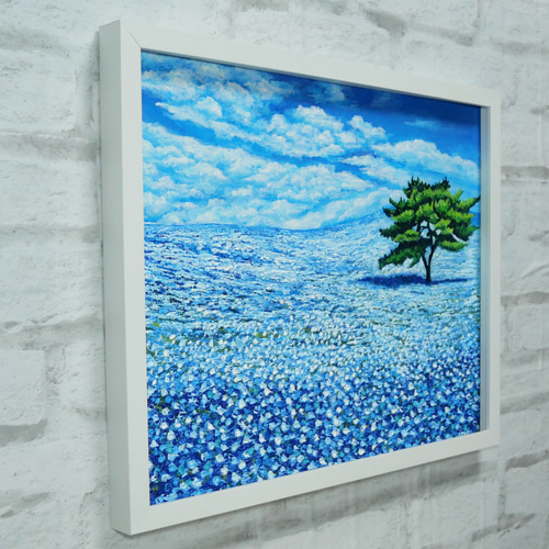 油絵 絵画 アートパネル【ネモフィラの丘】 | HIROSHI1990
