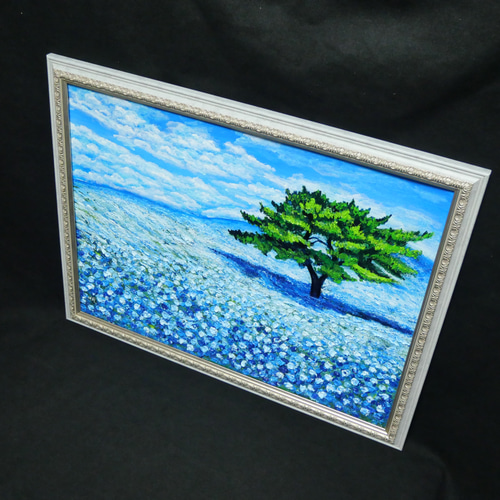 希望を運ぶ青い花【青空のネモフィラの丘】インテリアアート原画