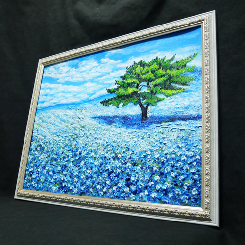 希望を運ぶ青い花【青空のネモフィラの丘】インテリアアート原画