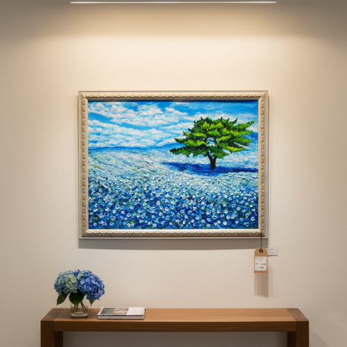 希望を運ぶ青い花【青空のネモフィラの丘】インテリアアート原画