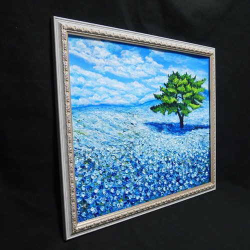 油絵 油彩 油彩画 絵画 絵【夜空のネモフィラの丘】 油絵 油彩 油彩画 絵画 絵【夜空のネモフィラの丘】 油絵 油彩 油彩画