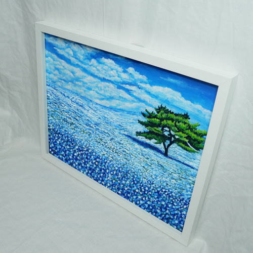 油絵】【青空と雲のネモフィラ】 #art #oilpainting #oil