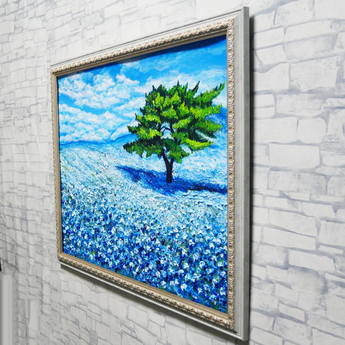 希望を運ぶ青い花【青空のネモフィラの丘】インテリアアート原画