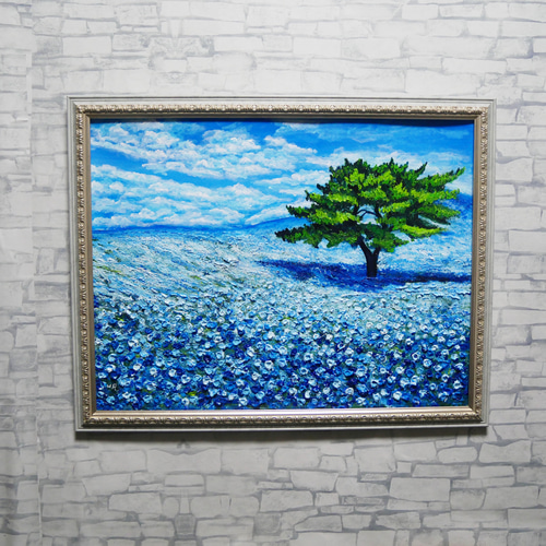 希望を運ぶ青い花【青空のネモフィラの丘】インテリアアート原画