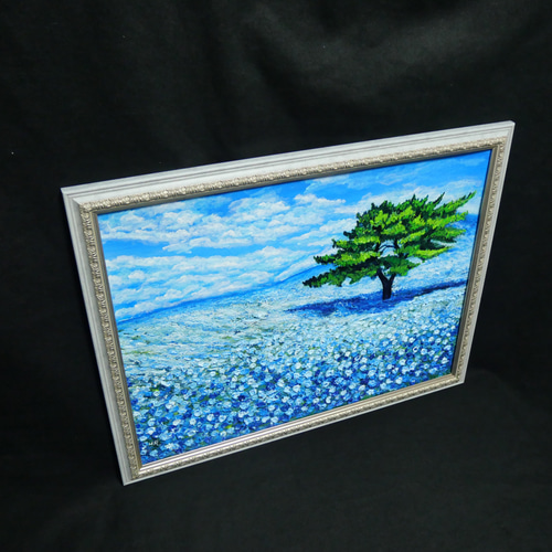 希望を運ぶ青い花【青空のネモフィラの丘】インテリアアート原画