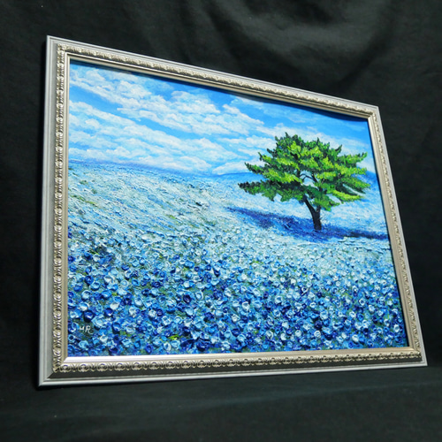 希望を運ぶ青い花【青空のネモフィラの丘】インテリアアート原画