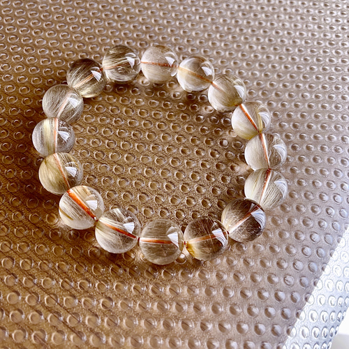 54g 大玉13mm 天然 ゴールド ルチルクォーツ ブレスレット  