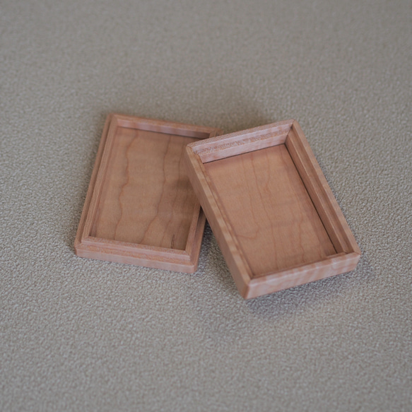 木の小箱　無垢材手作り　淺底　一体型インロー嵌合蓋 9枚目の画像