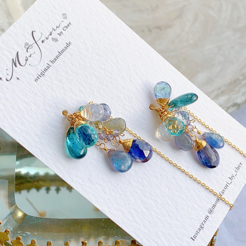 ピアス・イヤリング】14kgf ブルーハート とんぼ玉 / blue heart