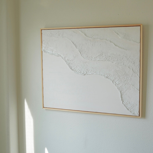 Beach (A)】サイズオーダー 現代アート インテリアアート 白い絵 海の