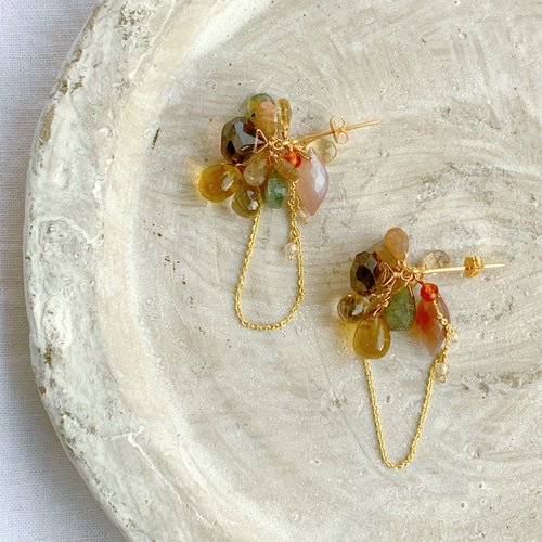 １4Kgf天然石　 UMAZURAとDAIDAIとRAPIの大胆ピアス^^ 14Kgf天然石 UMAZURAとDAIDAIとRAPIの大胆ピアス^^