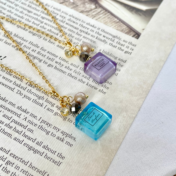 アロマストーン香水瓶 香るミニ香水瓶のネックレス 大人可愛い癒しのペンダント 選べるラベル