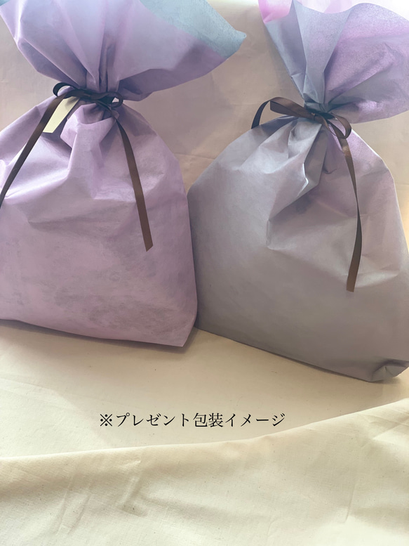 【なし様専用】プレゼントにも♡上品なツヤのラビットファー巾着バッグ(ライトグレー)オプション 7枚目の画像