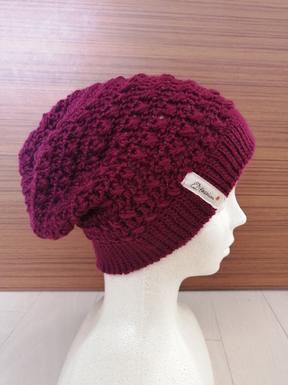 Slouchy (doble cross pattern) hat ハット、帽子、ビーニー 1枚目の画像