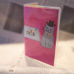 【新作】 猫 ネコ パスポートカバー パスポートケース ピンク 障害者手帳カバー 3枚目の画像