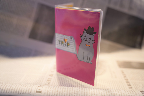 【新作】 猫 ネコ パスポートカバー パスポートケース ピンク 障害者手帳カバー 3枚目の画像