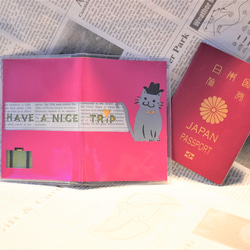 【新作】 猫 ネコ パスポートカバー パスポートケース ピンク 障害者手帳カバー 1枚目の画像