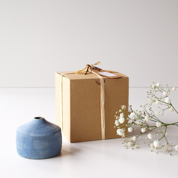 新春福袋2023　⑯植木鉢と一輪挿し　青灰色　2点セット 3枚目の画像