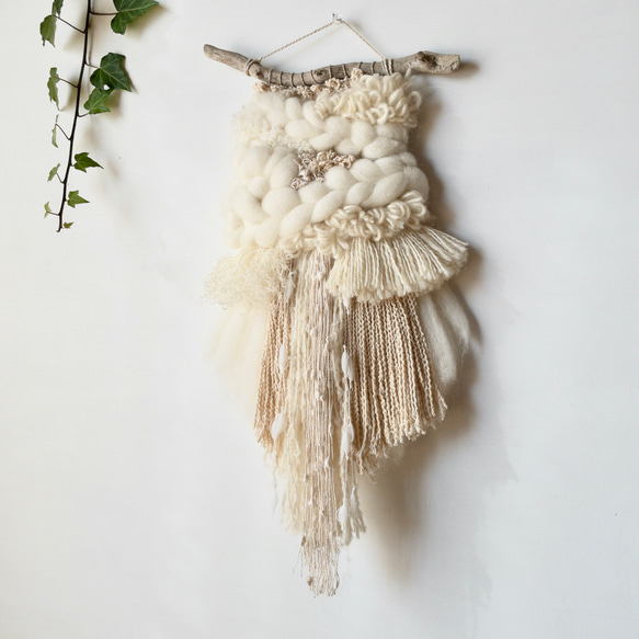 [獨一無二的物品] 浮木編織掛毯“牛奶色掛毯。哦』 第5張的照片