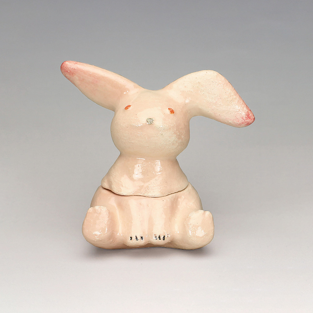 2023年干支「楽入印　おすわり兎　香合」 茶道具　楽焼　手描き　卯