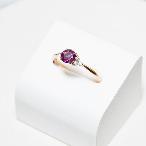 碌山 ロクザン リング ガーネット ダイヤ ダイヤモンド 10.5号 K14PG  