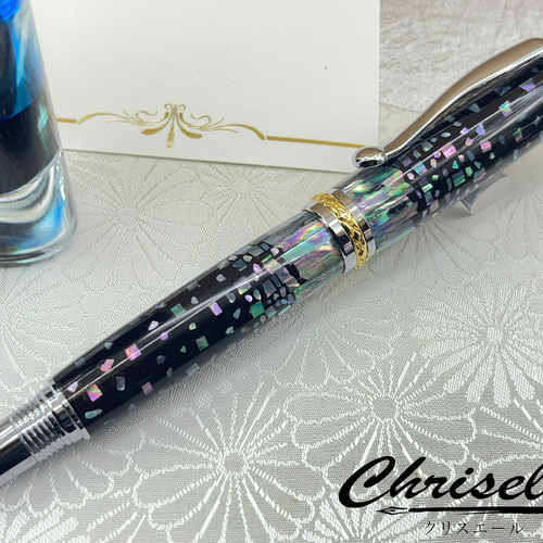 アワビ貝のボールペン Xezo ハンドメイド 天然パウア貝殻 アワビボールペン 18K