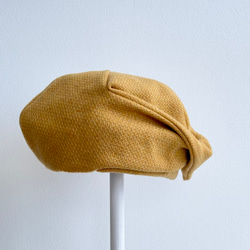 【受注製作】ゴールデンイエロー リボンベレー マスタード イエロー ベレー帽 リボン 大きい 小さい 帽子 ウール 冬 5枚目の画像