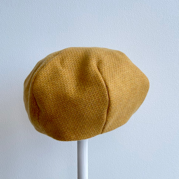 【受注製作】ゴールデンイエロー リボンベレー マスタード イエロー ベレー帽 リボン 大きい 小さい 帽子 ウール 冬 10枚目の画像