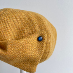 【受注製作】ゴールデンイエロー リボンベレー マスタード イエロー ベレー帽 リボン 大きい 小さい 帽子 ウール 冬 15枚目の画像
