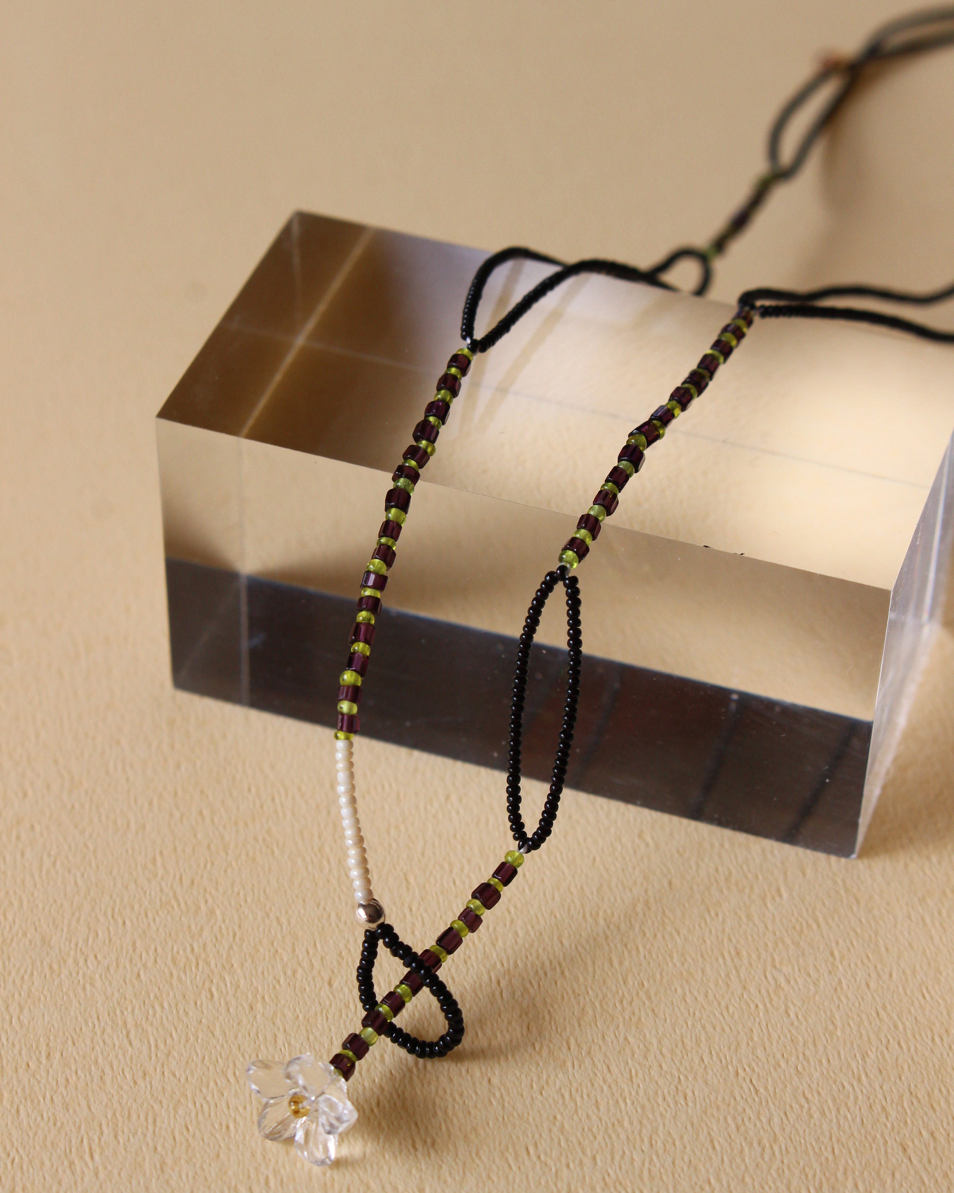 LOOP /  天然石 オレンジサファイア ヴィンテージ ビーズ ネックレス