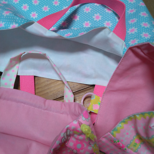 セ8入園入学準備ピンクスpinks手提げレッスンバック上履き入れ体操服袋