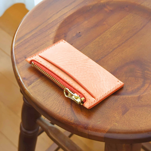 忍ばせ上手】フラグメントケース ALASKA/アラスカ オレンジ 厚い革1枚