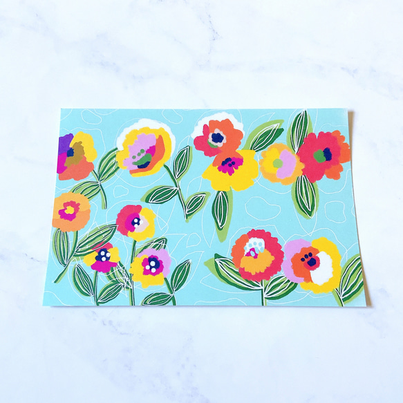 お花柄　5枚セット　かわいい　カラフル　ポストカード　キレ　花　デザイン　はがき 2枚目の画像